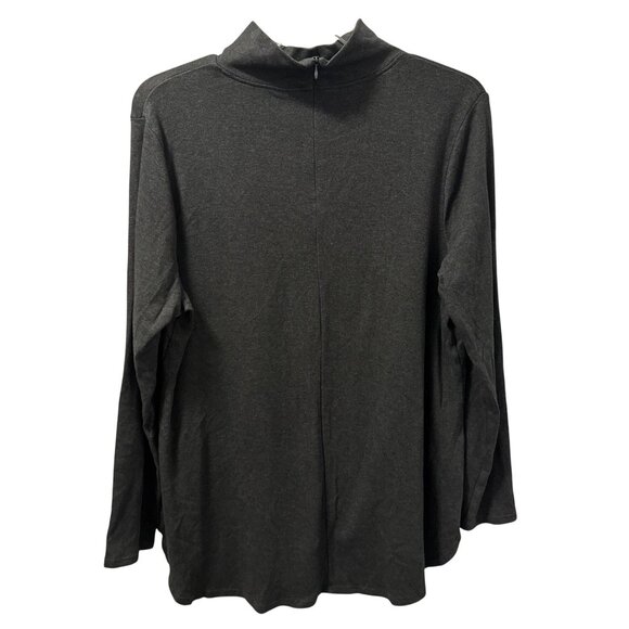 Chicos Womens Gray Turtleneck Long Sleeve Top Sz XL Gray women shirt - Picture 10 of 12